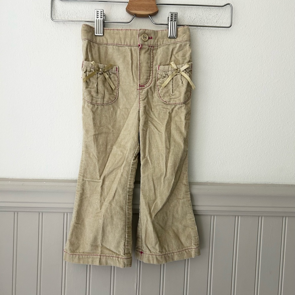 Vintage Toddler Girls Beige Corduroy Flare Pants 18 months